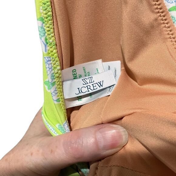 J. CREW V-Neck One-Piece Swimsuit Green Paisley Size 6 - Picture 10 of 13